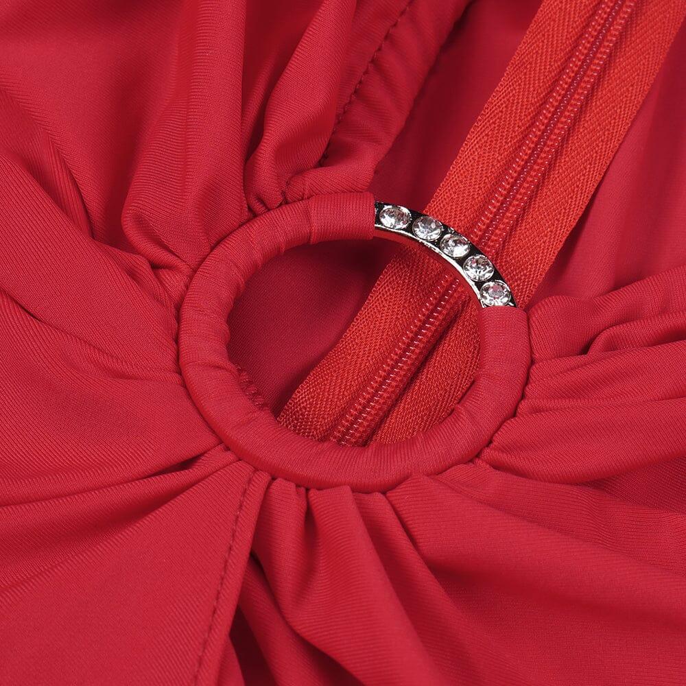 AIIZIE RED PLUNGE-NECK DRAPED GOWN - product image