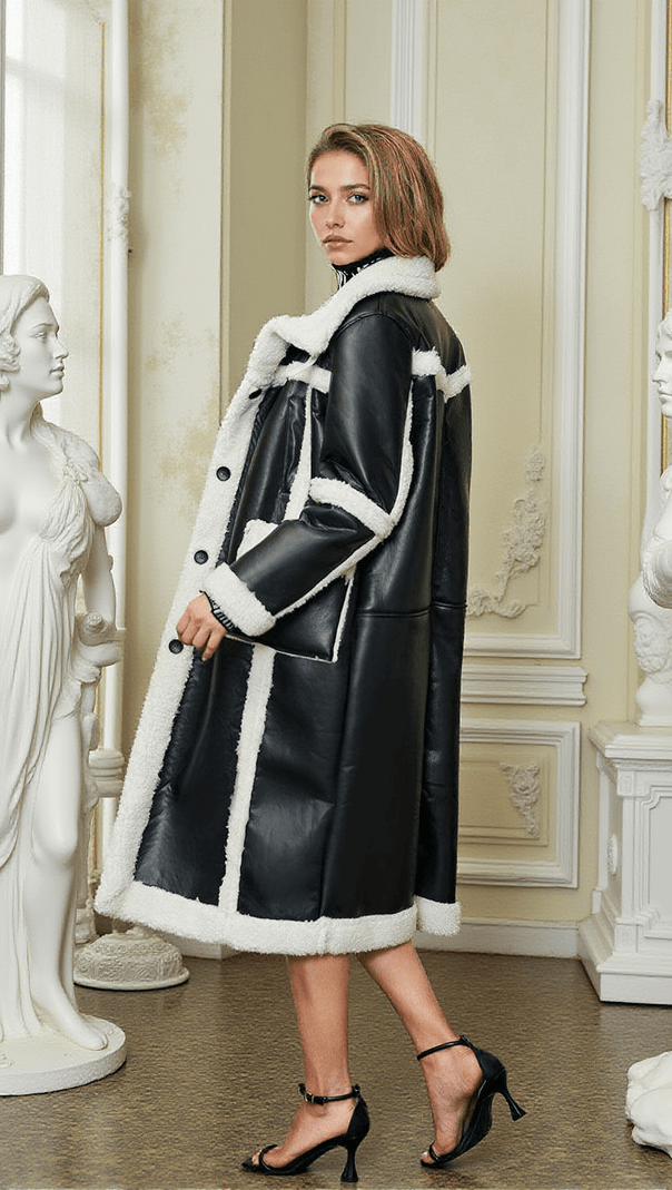 AIIZIE IDA PATCHWORK FAUX FUR LEATHER COAT - product image