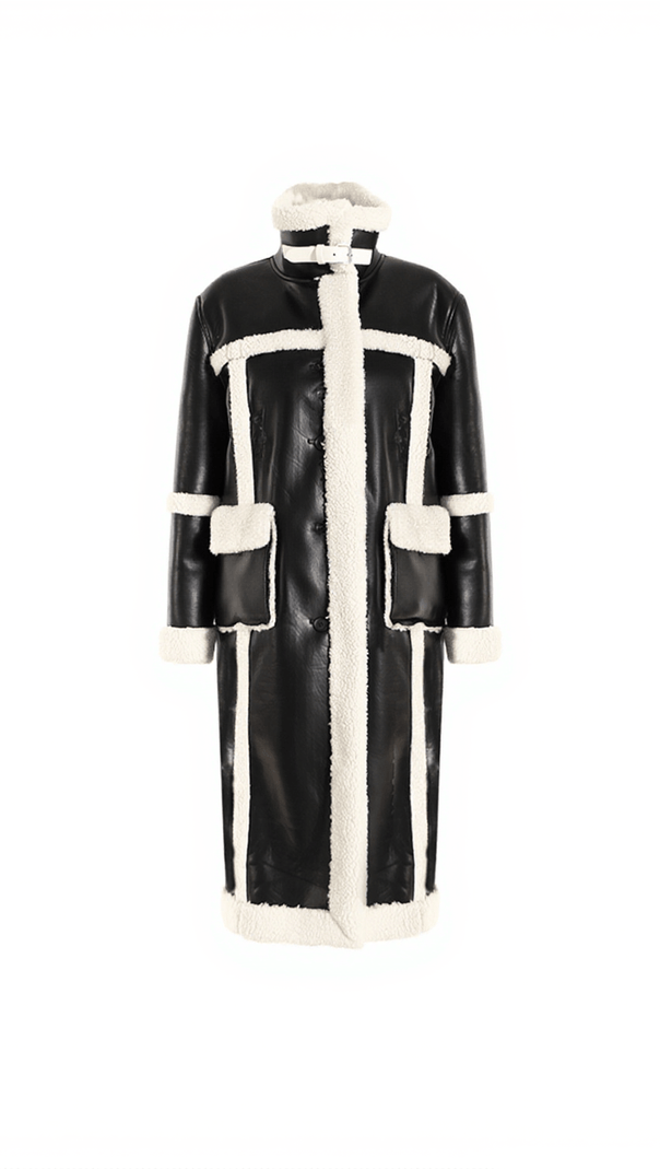 AIIZIE IDA PATCHWORK FAUX FUR LEATHER COAT - product image