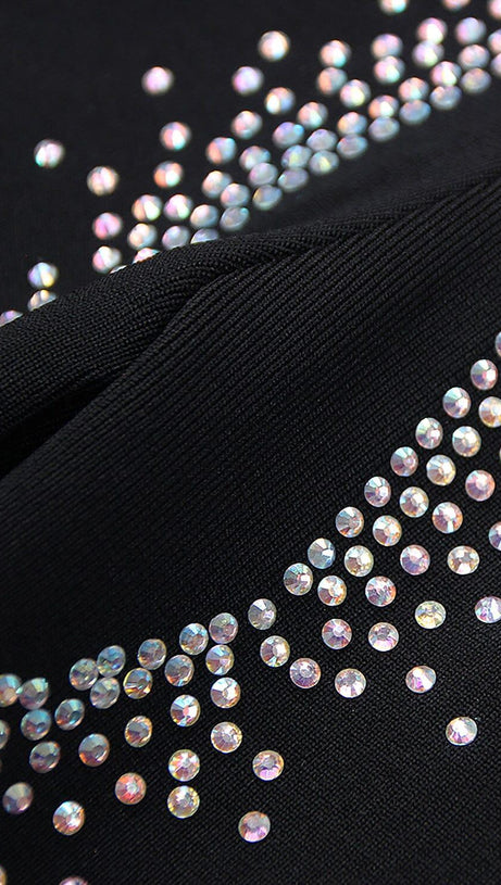 Neckholder-Overall mit Kristallen und Rückenfrei in Schwarz