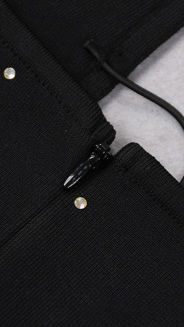 Neckholder-Overall mit Kristallen und Rückenfrei in Schwarz
