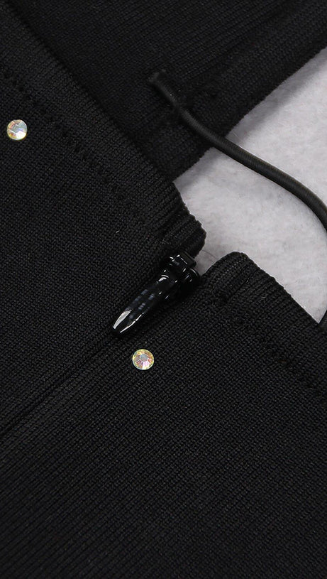 Neckholder-Overall mit Kristallen und Rückenfrei in Schwarz