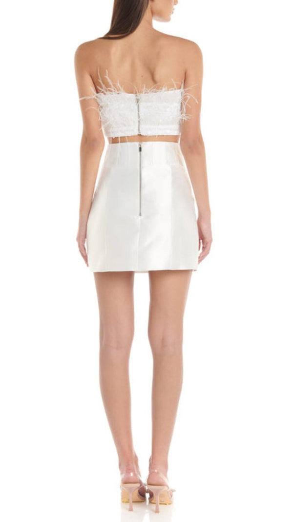 AIIZIE FEATHER CUTOUT MINI DRESS IN WHITE - product image