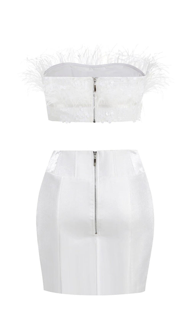 AIIZIE FEATHER CUTOUT MINI DRESS IN WHITE - product image