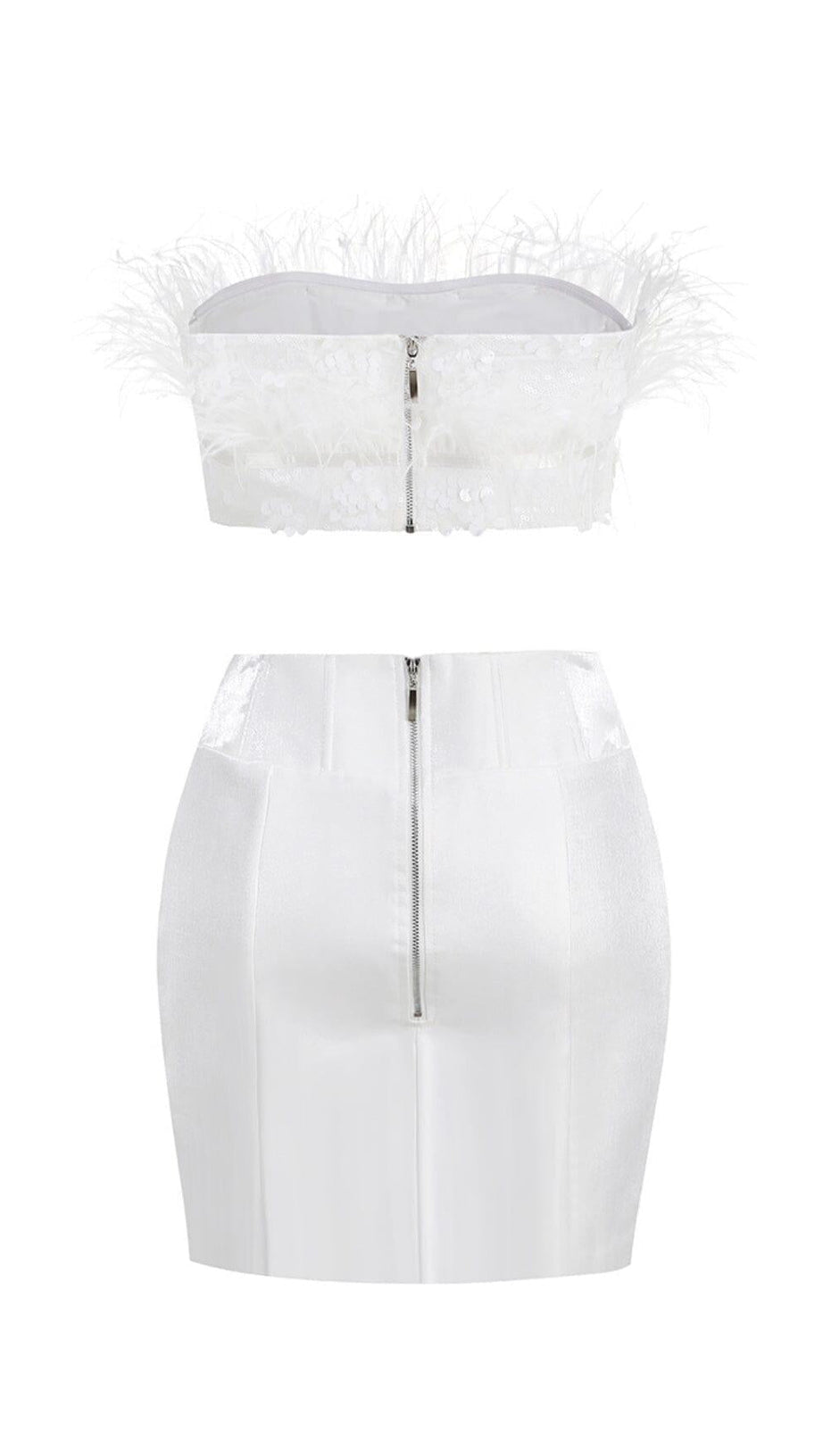 MINI ABITO BIANCO CON TAGLIO A PIUME