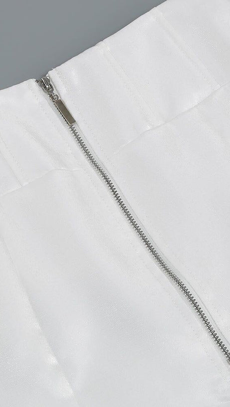 MINI ABITO BIANCO CON TAGLIO A PIUME