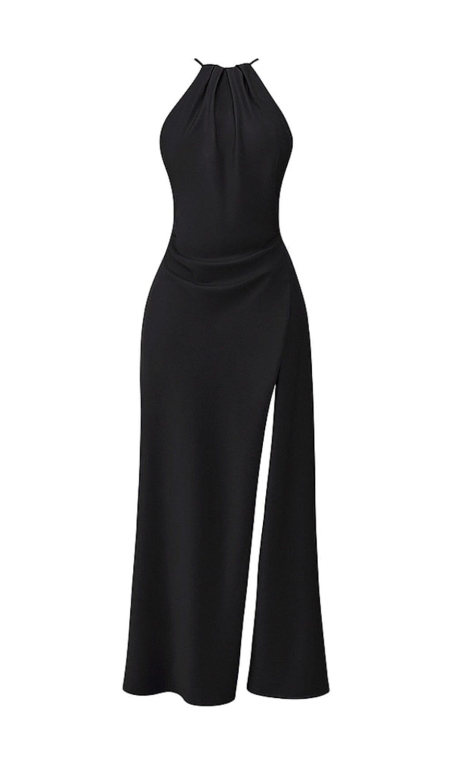 SCHWARZES MAXIKLEID MIT OBERSCHENKELSCHLITZ