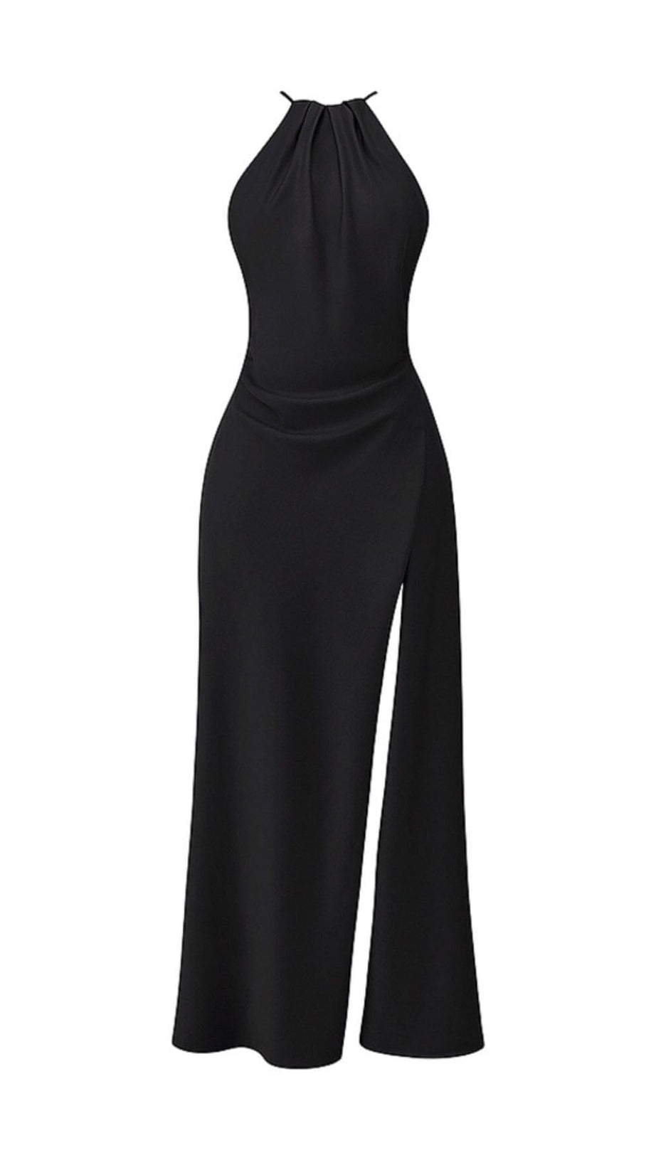 BLACK THIGH SLIT MAXI DRESS