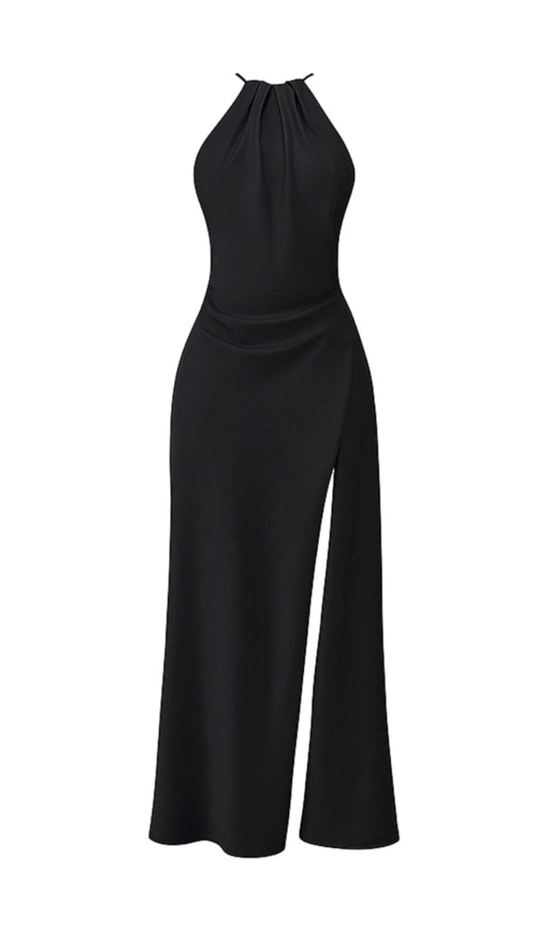 BLACK THIGH SLIT MAXI DRESS