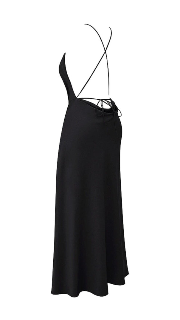 AIIZIE BLACK THIGH SLIT MAXI DRESS - product image