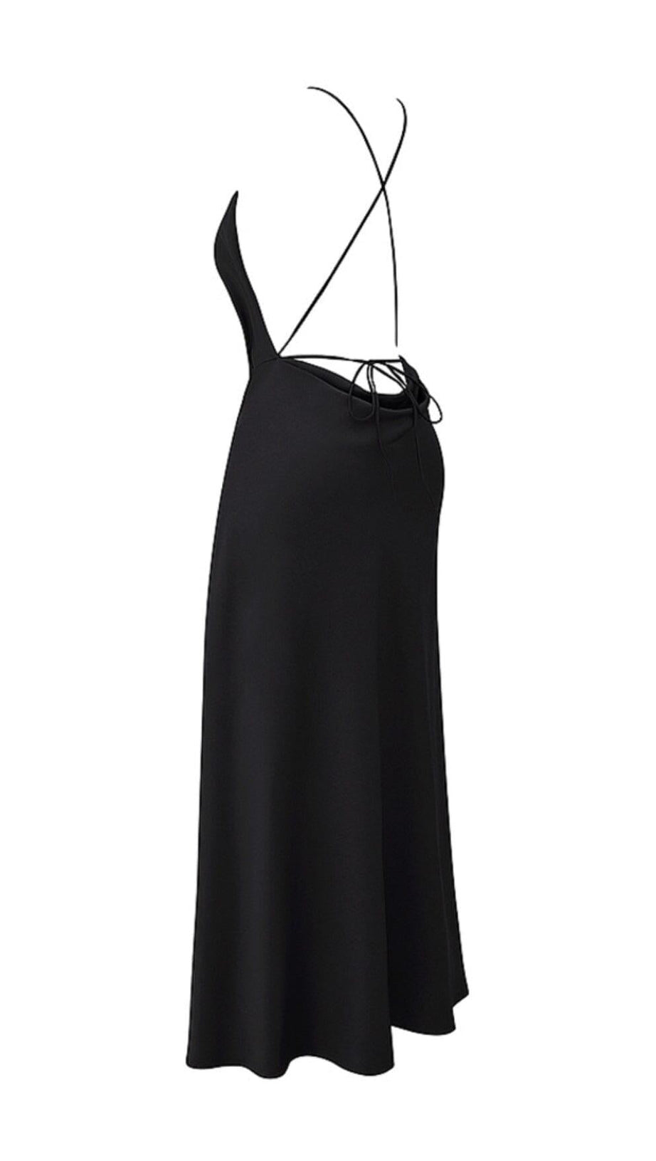 BLACK THIGH SLIT MAXI DRESS