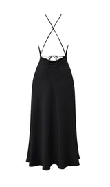 BLACK THIGH SLIT MAXI DRESS