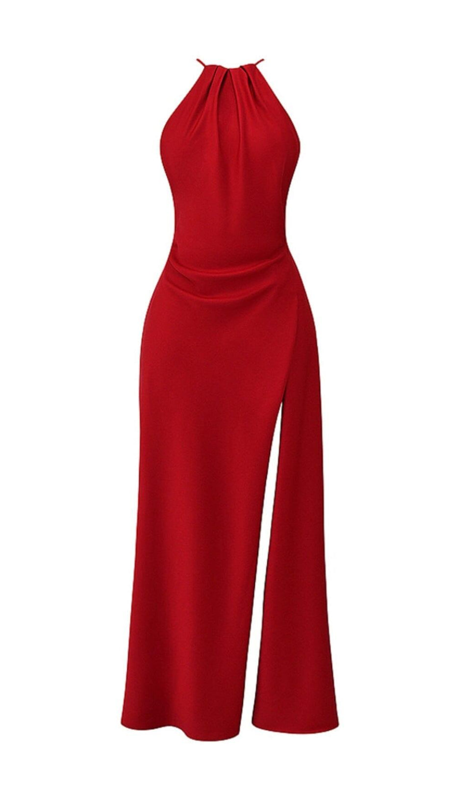 RED ROSE THIGH SLIT MAXI DRESS