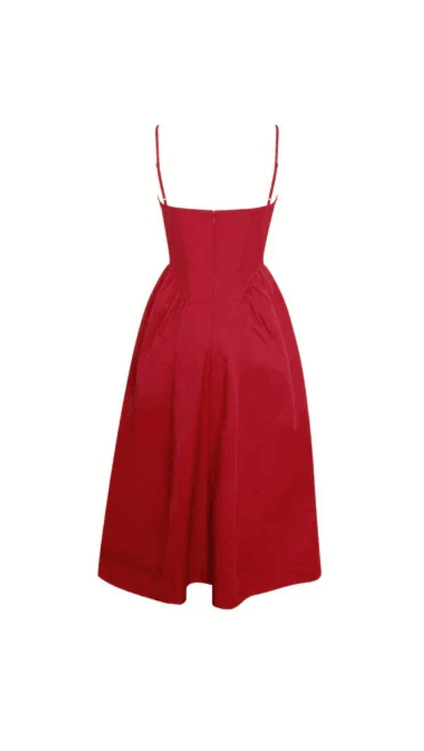AIIZIE RED LACE TRIM MIDI DRESS - product image