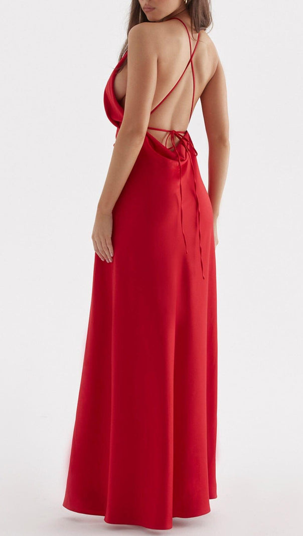 AIIZIE RED ROSE THIGH SLIT MAXI DRESS - product image