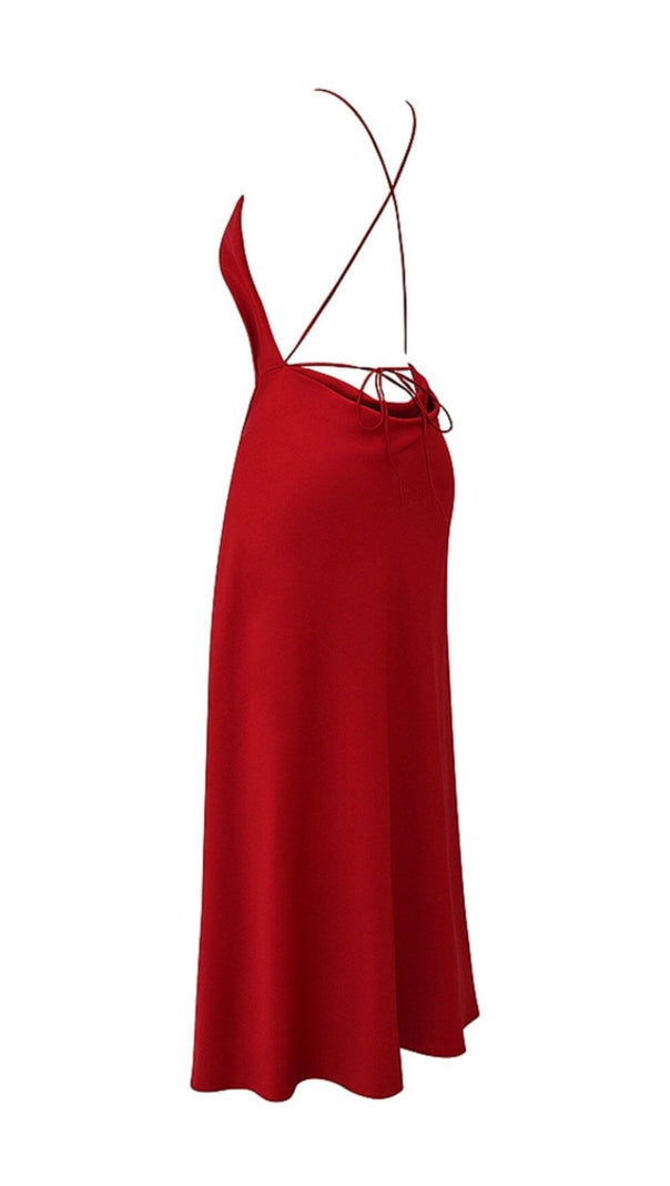 AIIZIE RED ROSE THIGH SLIT MAXI DRESS - product image