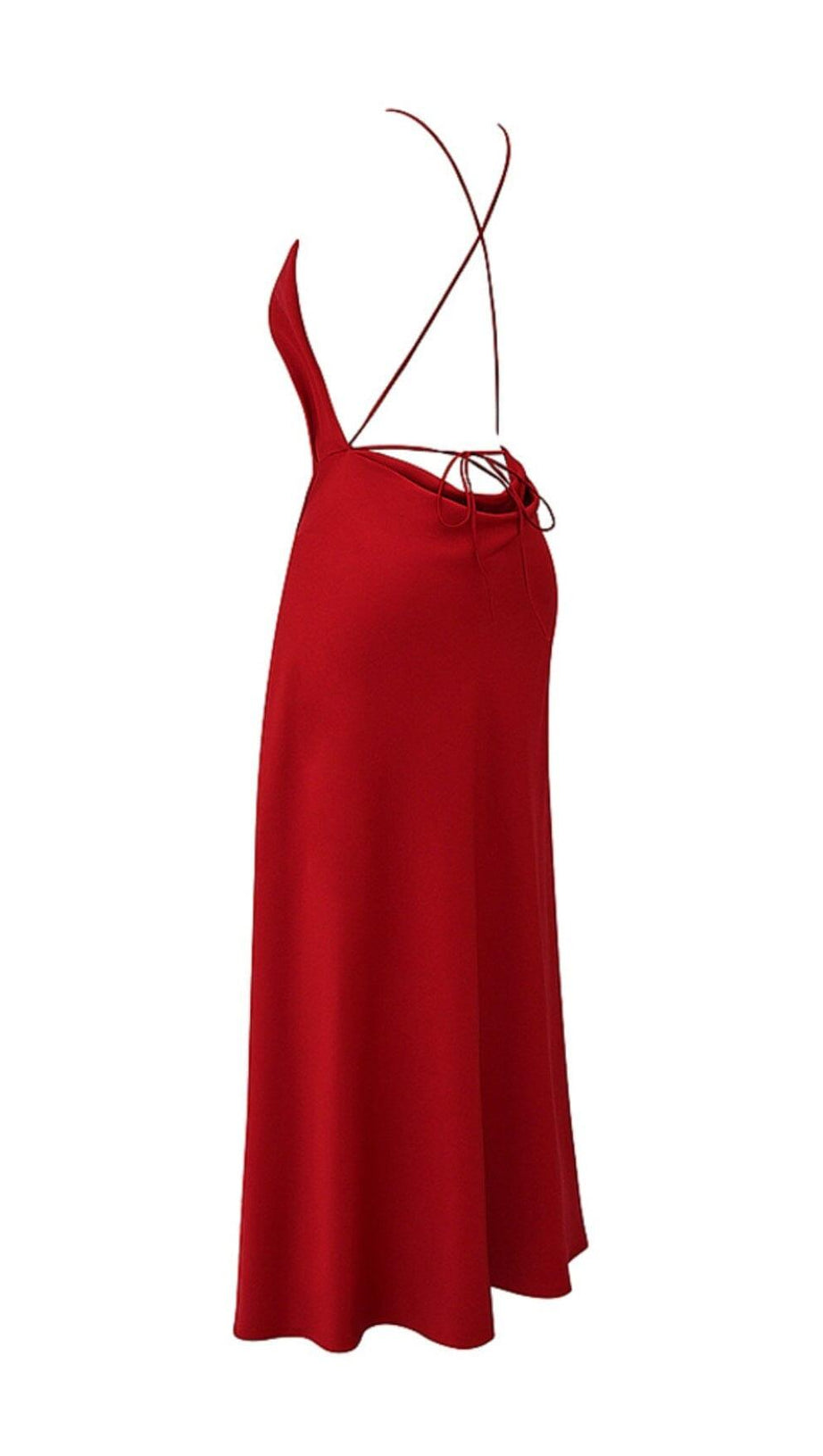 RED ROSE THIGH SLIT MAXI DRESS