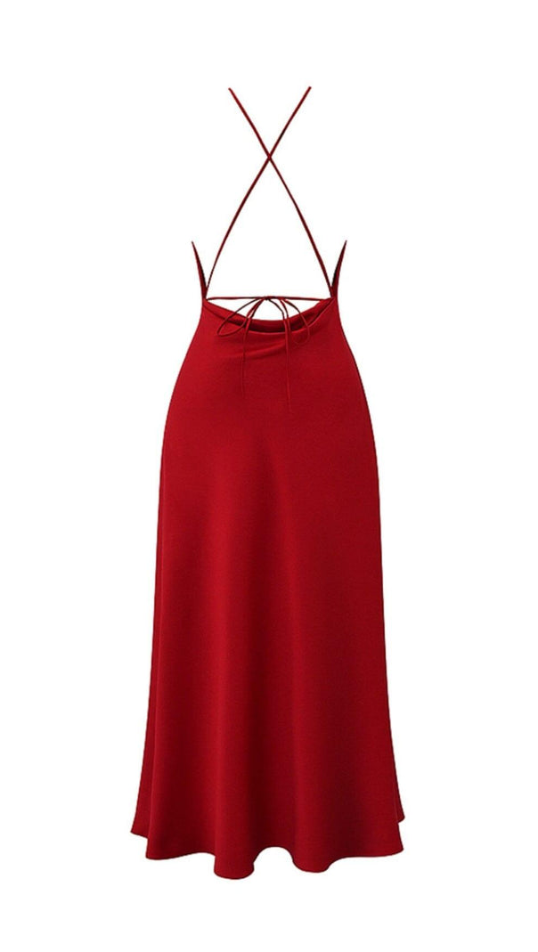 AIIZIE RED ROSE THIGH SLIT MAXI DRESS - product image