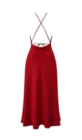 RED ROSE THIGH SLIT MAXI DRESS