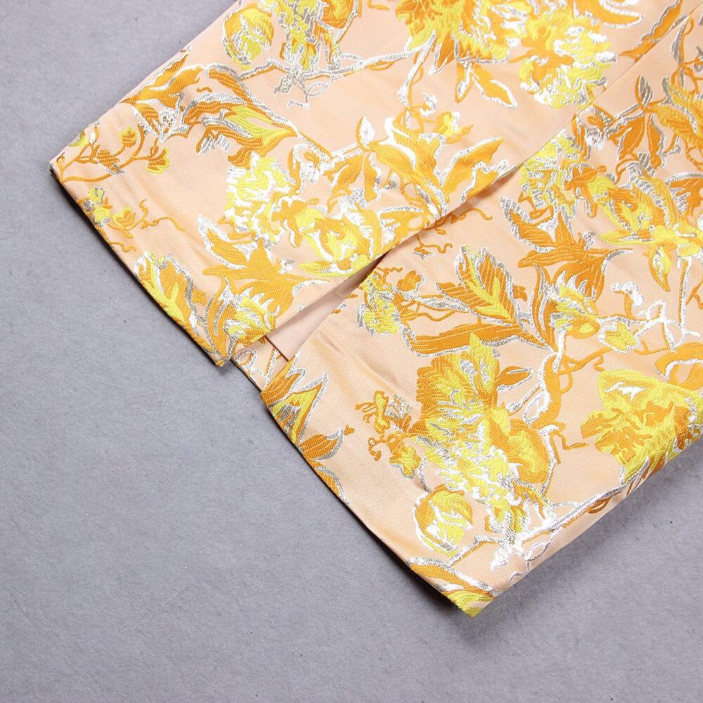 AIIZIE JACQUARD OFF SHOULDER MIDI DRESS IN YELLOW - product image