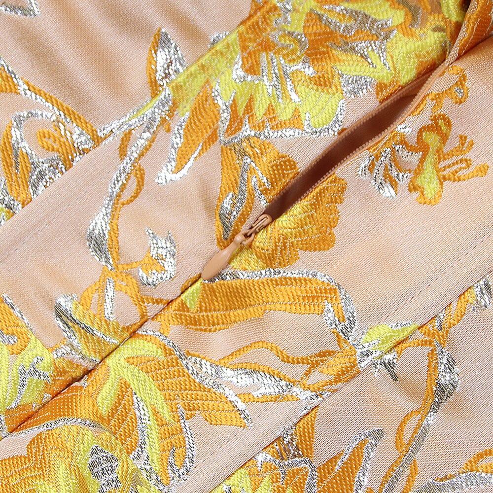 AIIZIE JACQUARD OFF SHOULDER MIDI DRESS IN YELLOW - product image