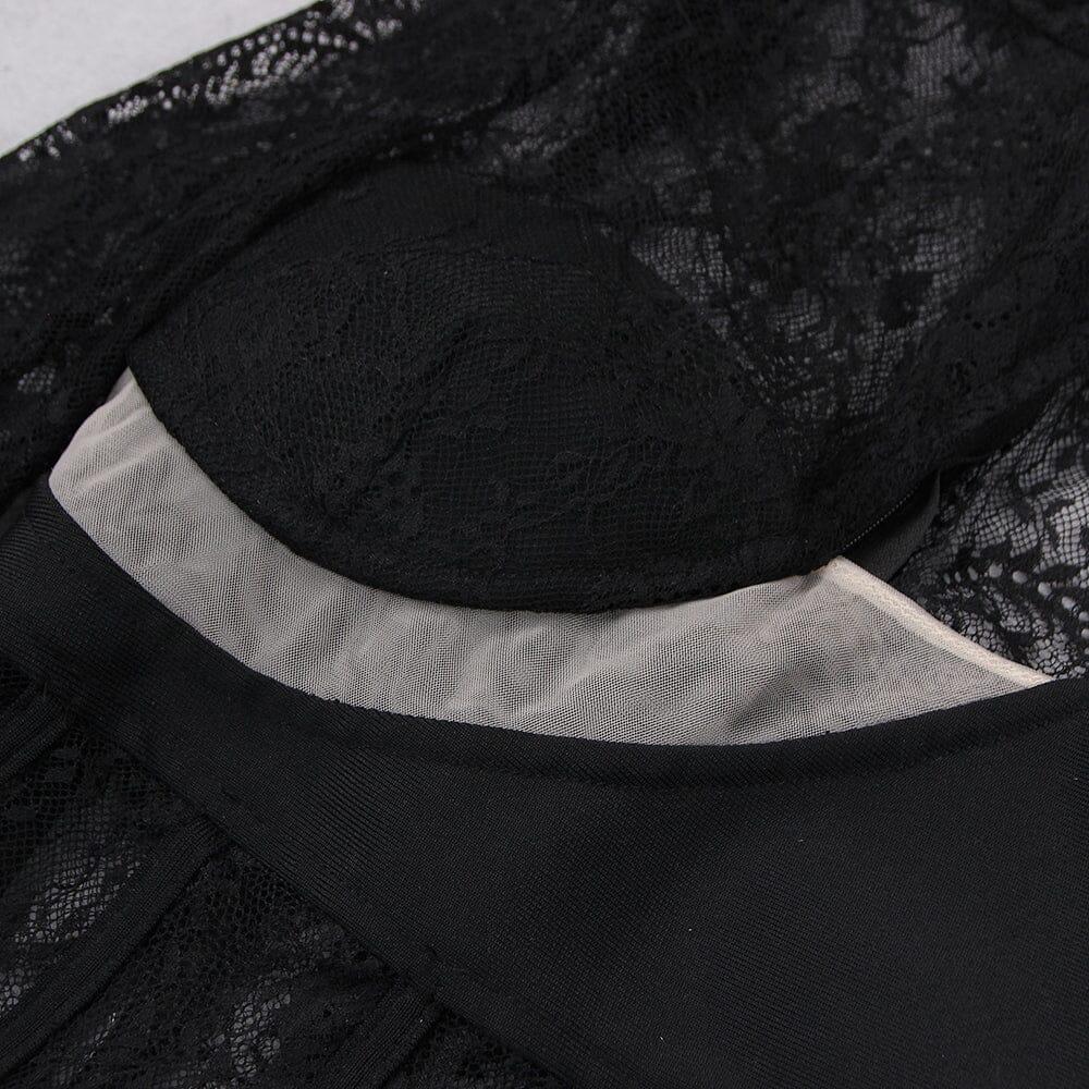 AIIZIE LACE ONE SHOULDER MIDI DRESS IN BLACK - product image