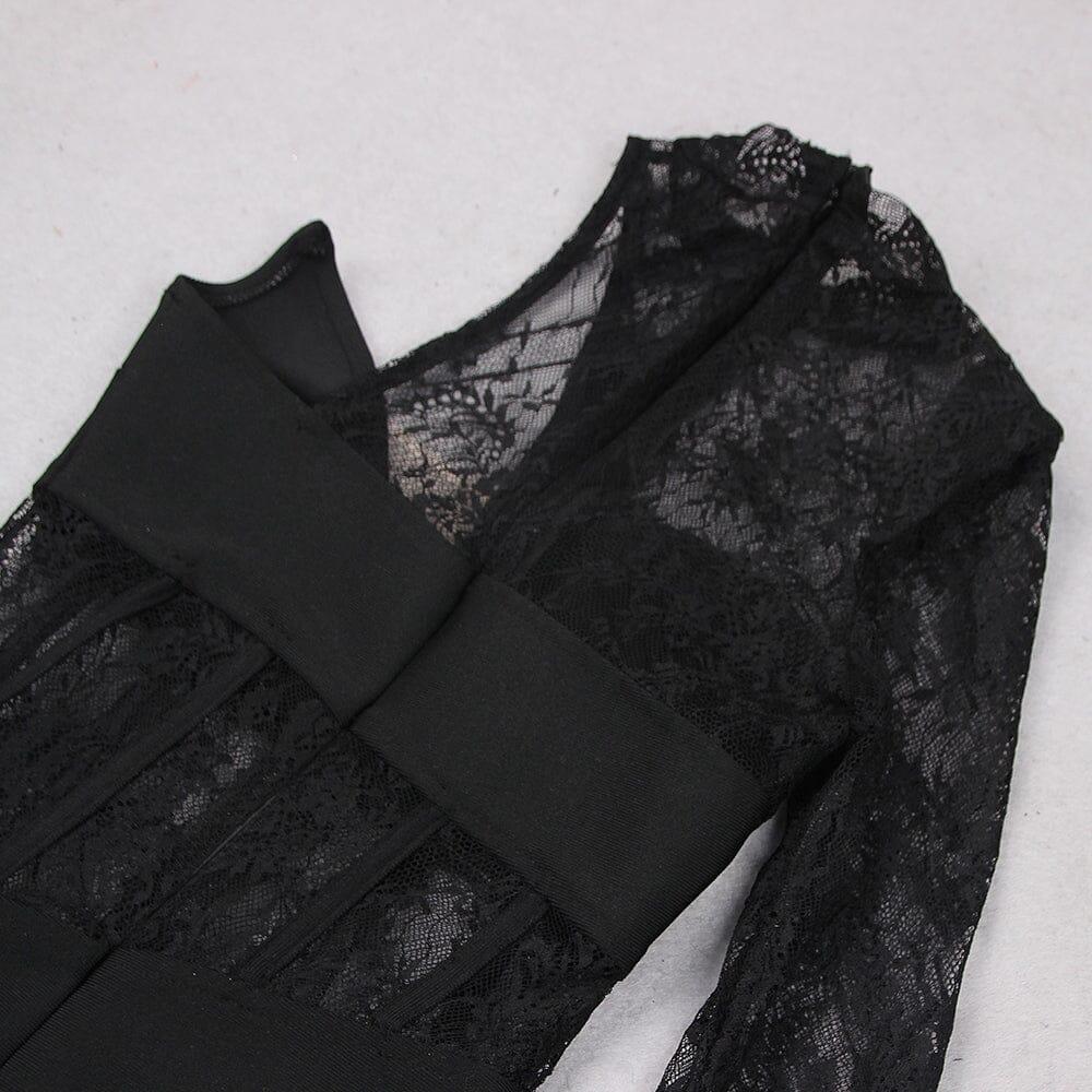 AIIZIE LACE ONE SHOULDER MIDI DRESS IN BLACK - product image
