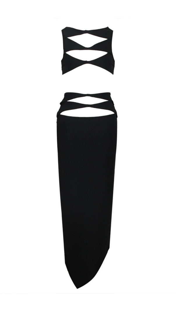 Cutout Two Pieces Suit in Black