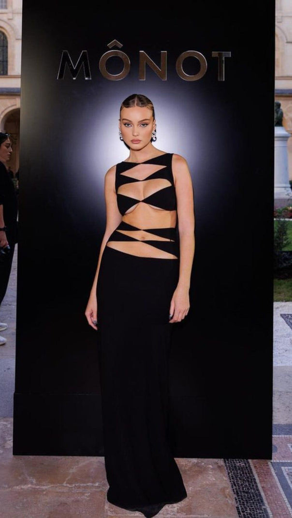 Cutout Two Pieces Suit in Black