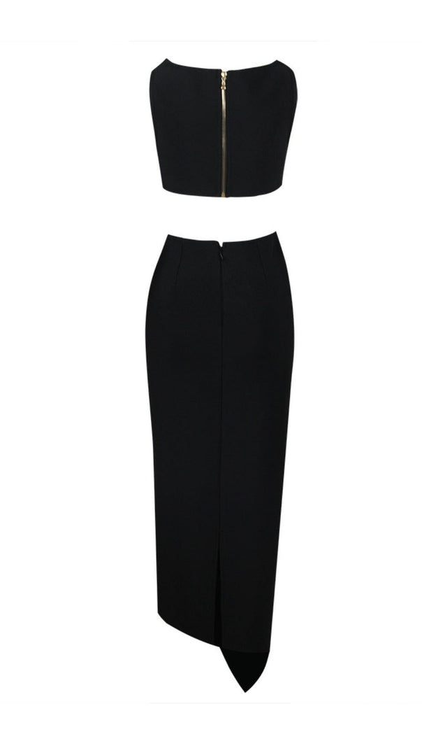 Cutout Two Pieces Suit in Black