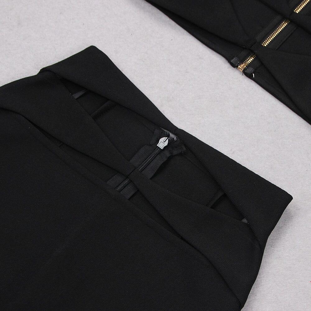Cutout Two Pieces Suit in Black