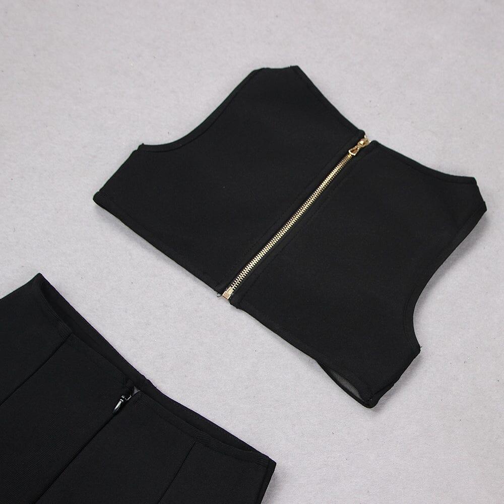 Cutout Two Pieces Suit in Black