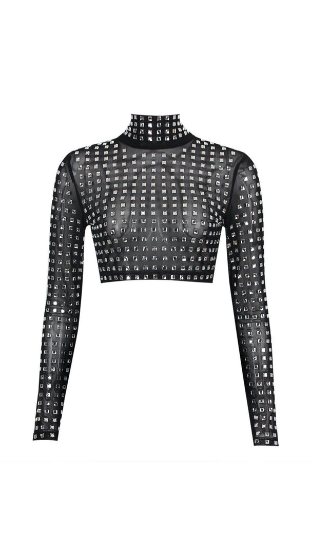 AIIZIE CRYSTAL CROP TOP IN BLACK - product image