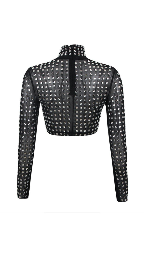 AIIZIE CRYSTAL CROP TOP IN BLACK - product image