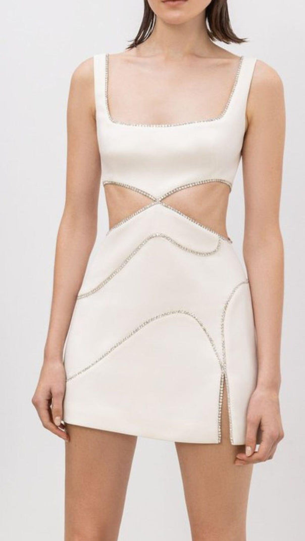 AIIZIE DIAMOND CUTOUR MINI DRESS IN WHITE - product image