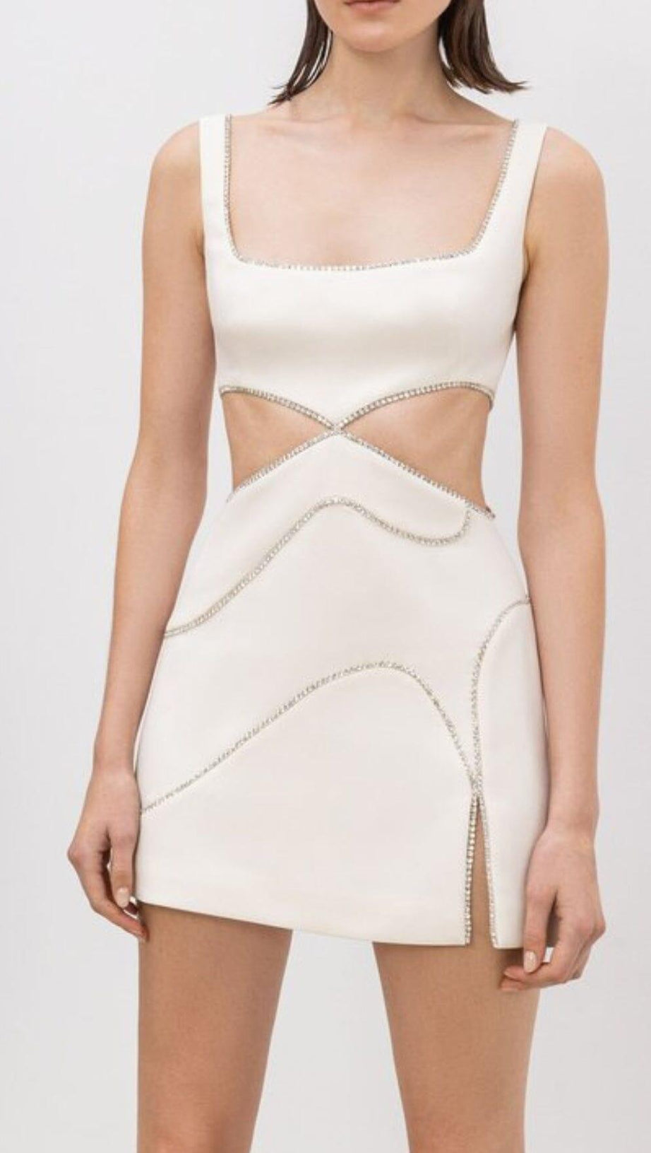 DIAMOND CUTOUR MINI DRESS IN WHITE