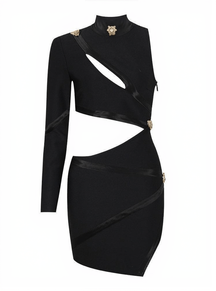 AIIZIE RIVA ONE SHOULDER CUTOUT BANDAGE DRESS - product image