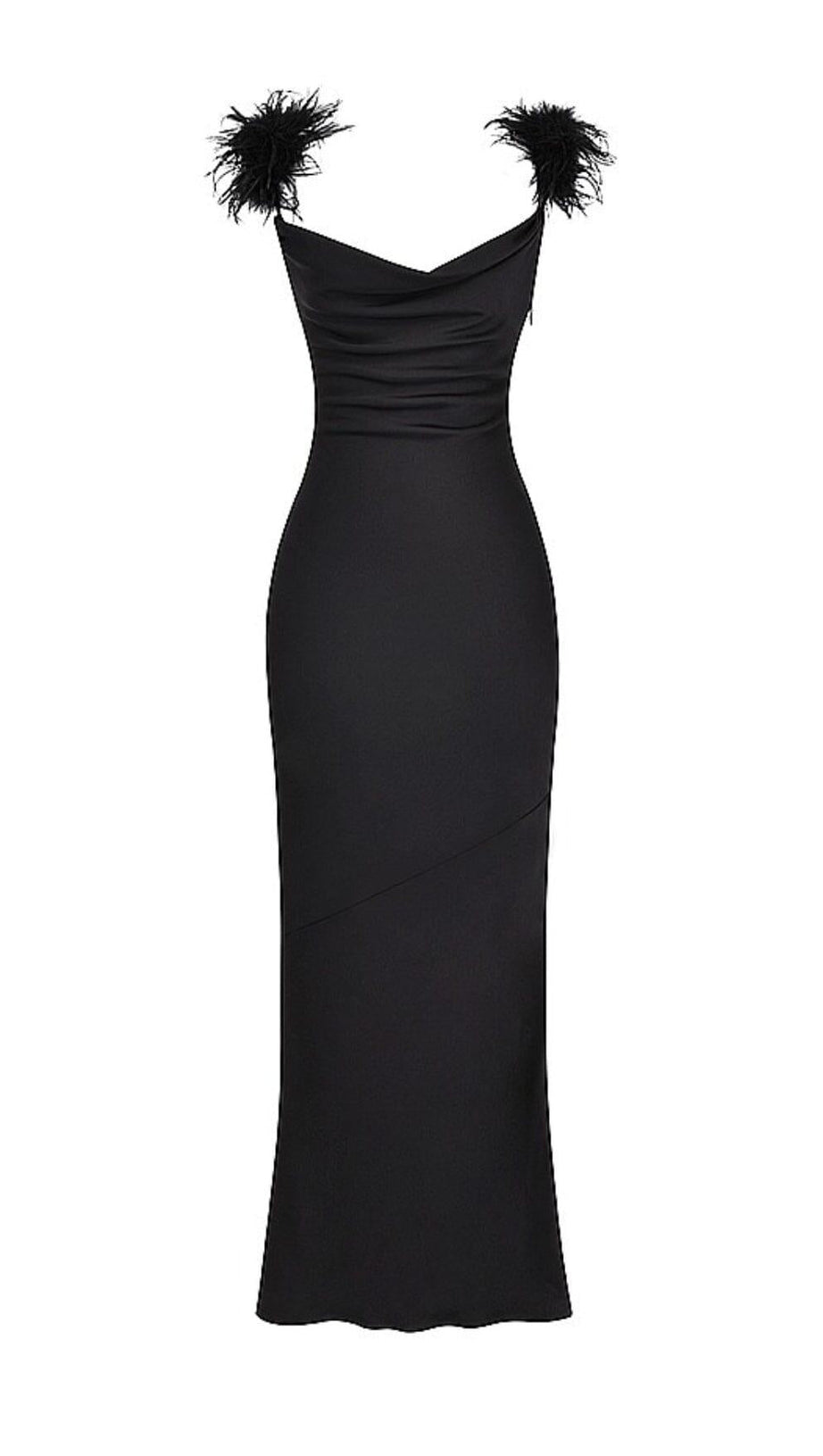BLACK SATIN MAXI DRESS