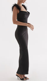 BLACK SATIN MAXI DRESS