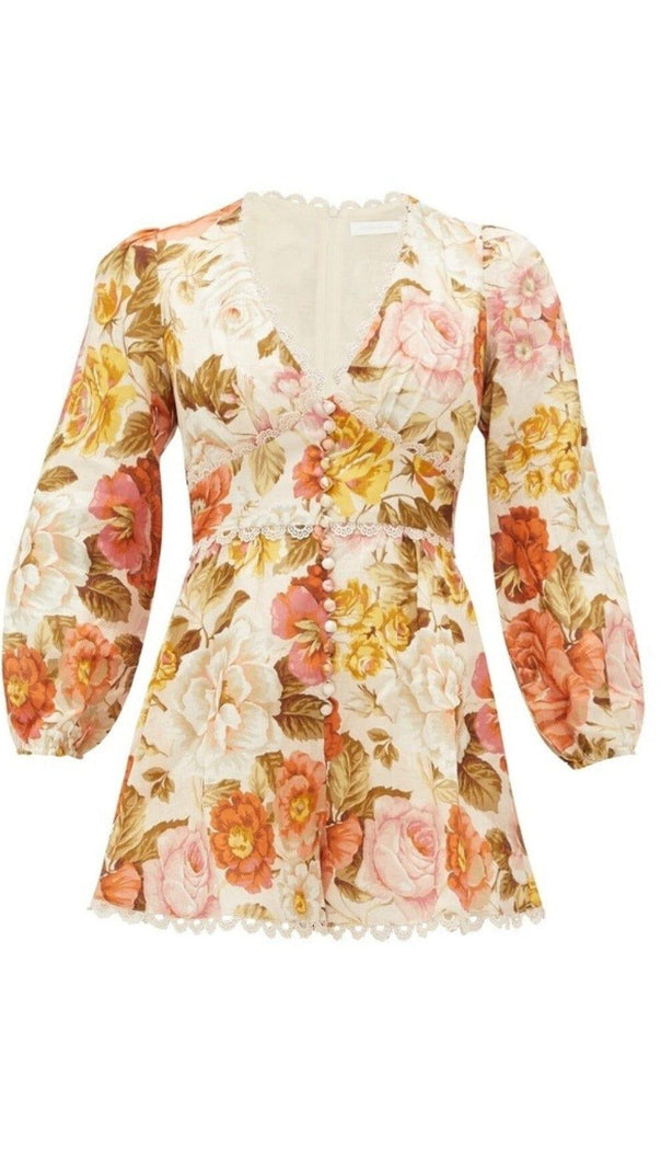 AIIZIE FLORAL-PRINT LINEN PLAYSUIT - product image