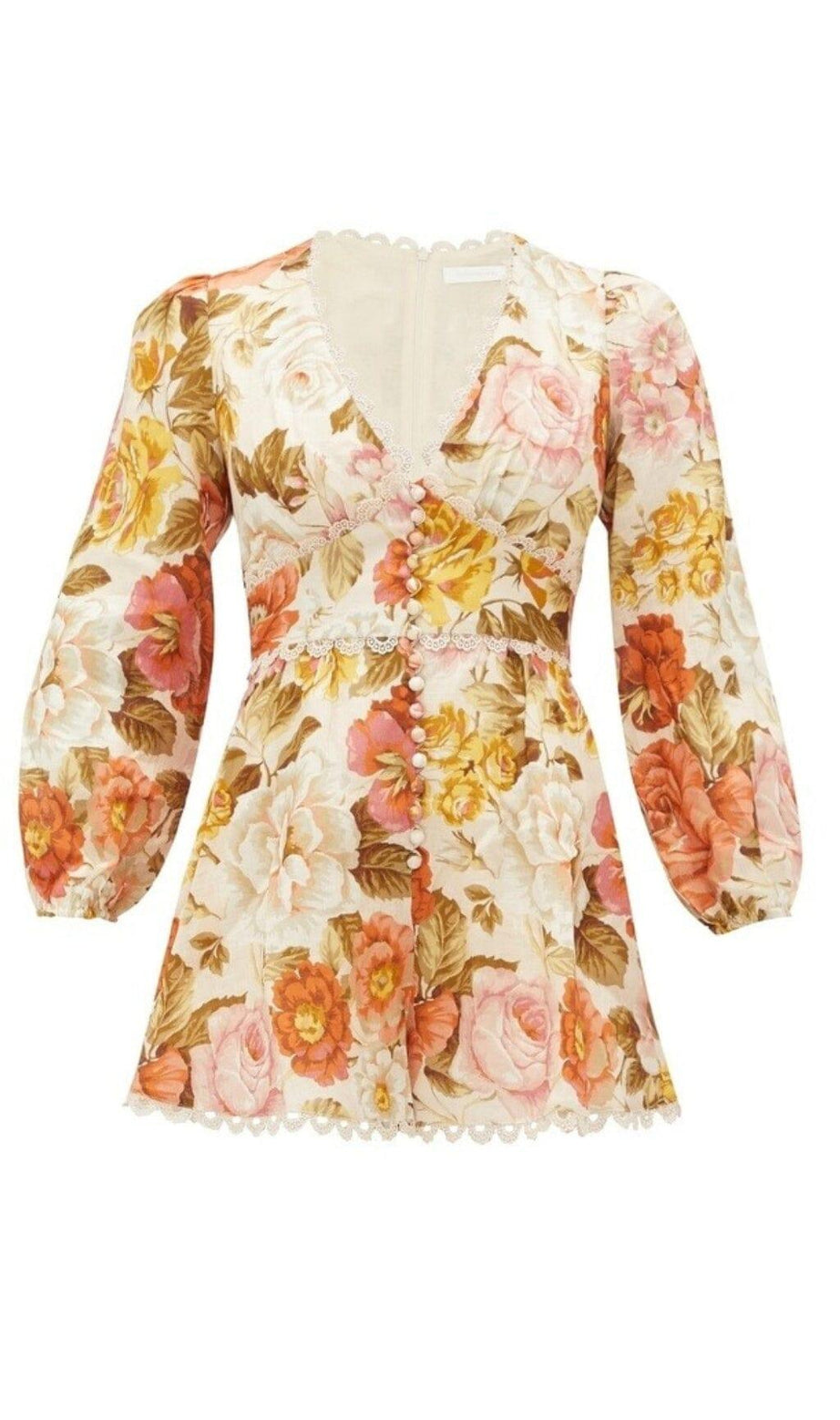 LEINEN-SPIELANZUG MIT BLUMENPRINT