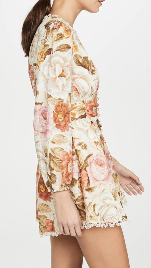 AIIZIE FLORAL-PRINT LINEN PLAYSUIT - product image