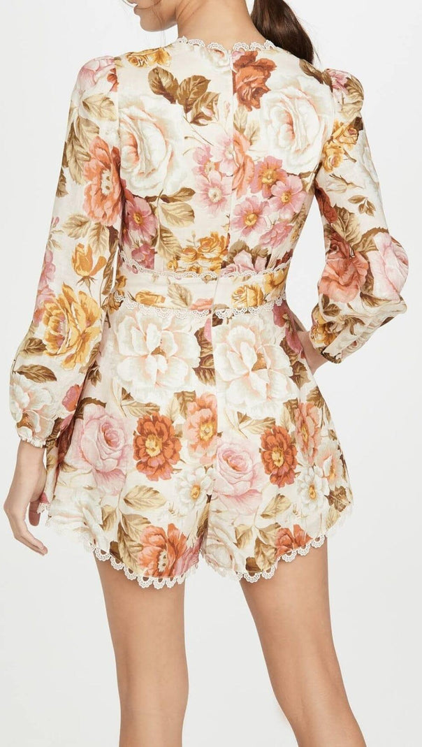 AIIZIE FLORAL-PRINT LINEN PLAYSUIT - product image