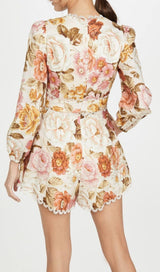 FLORAL-PRINT LINEN PLAYSUIT