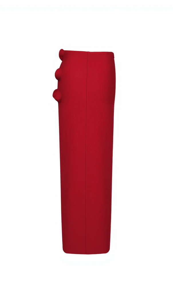 Jessamine Flower Asymmetric Bandage Skirt in Red