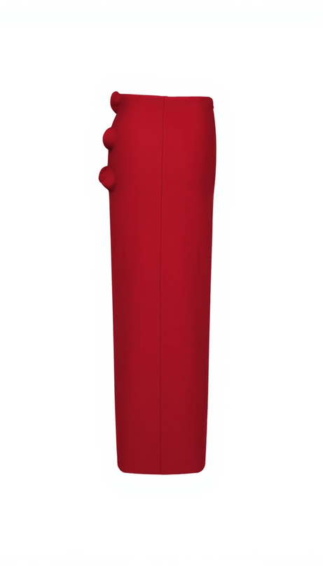 Jessamine – Asymmetrischer Bandage-Rock mit Blumenmuster in Rot