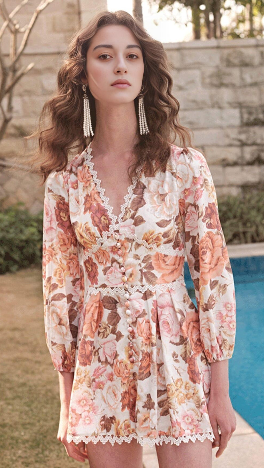 FLORAL-PRINT LINEN PLAYSUIT