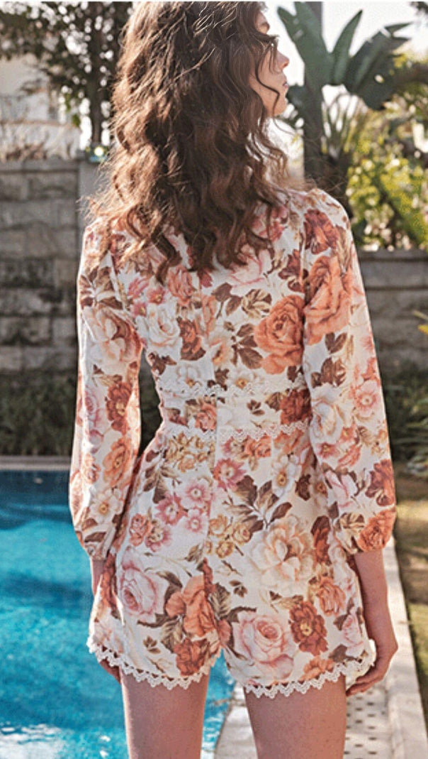 AIIZIE FLORAL-PRINT LINEN PLAYSUIT - product image