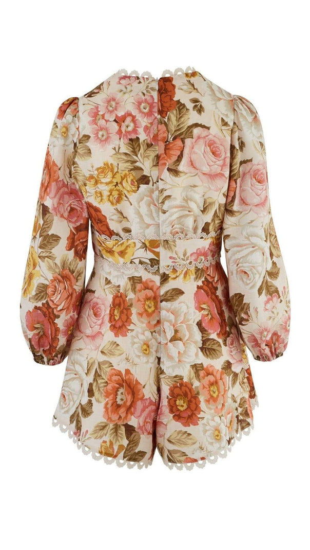 AIIZIE FLORAL-PRINT LINEN PLAYSUIT - product image