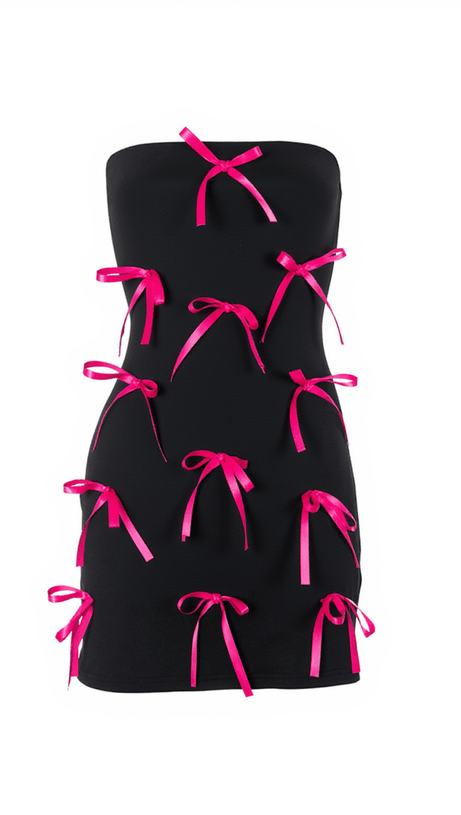 YOLI STRAPLESS BOW MINI DRESS